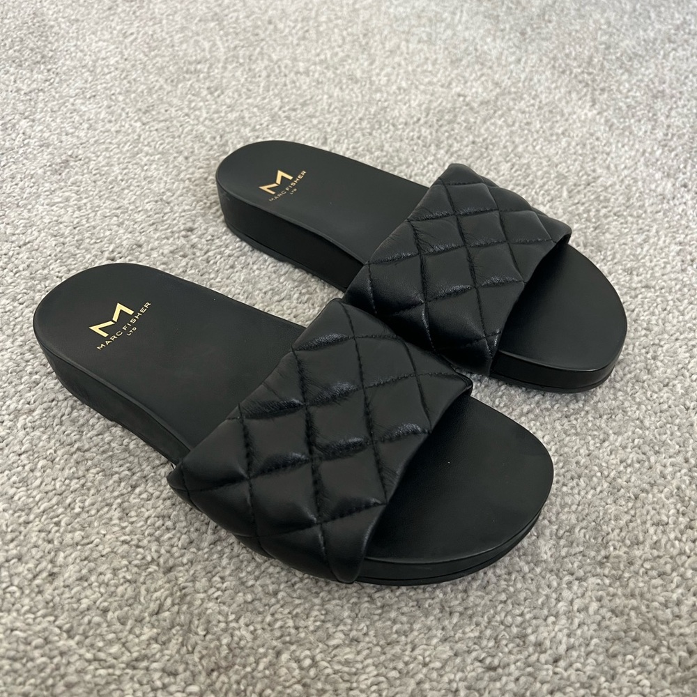 Marc Fisher Imenal Quilted Leather Slide - 5.5